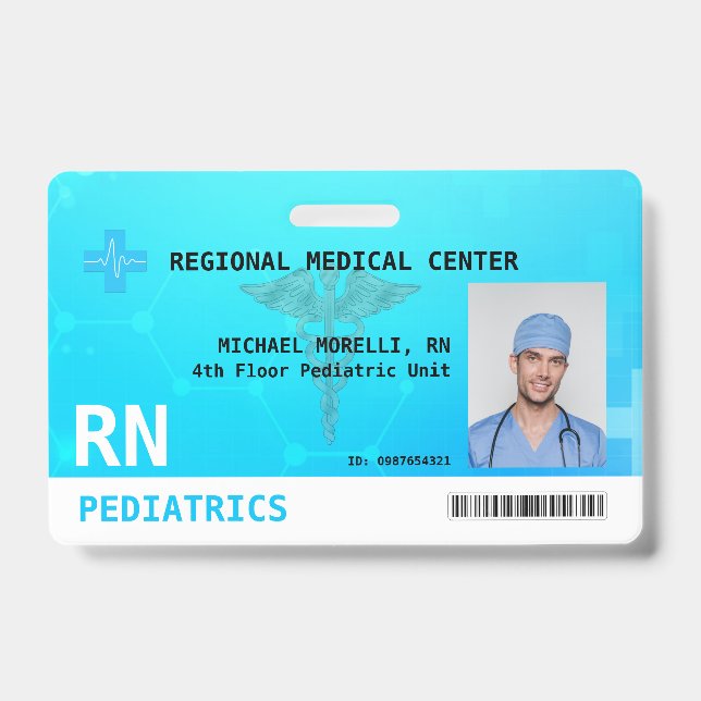 Crachá Foto personalizada do funcionário, logotipo, Crach (Frente)