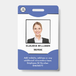Crachá Foto personalizada do funcionário, nome, logotipo,
