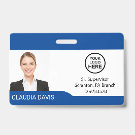Crachá Foto personalizada do funcionário, nome, logotipo,