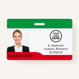 Crachá Foto personalizada do funcionário, nome, logotipo,