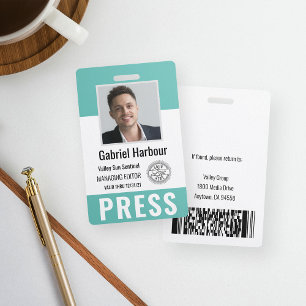 Crachá Foto personalizada ID e logotipo Jornalista Comuni