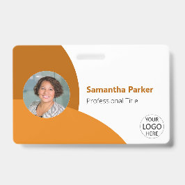 Crachá Foto Personalizada Laranja, Logotipo, Código de Ba