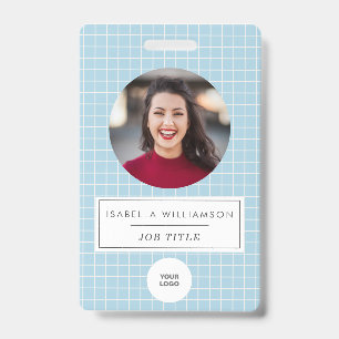 Crachá Foto personalizada - moderno Blue Professional Cre