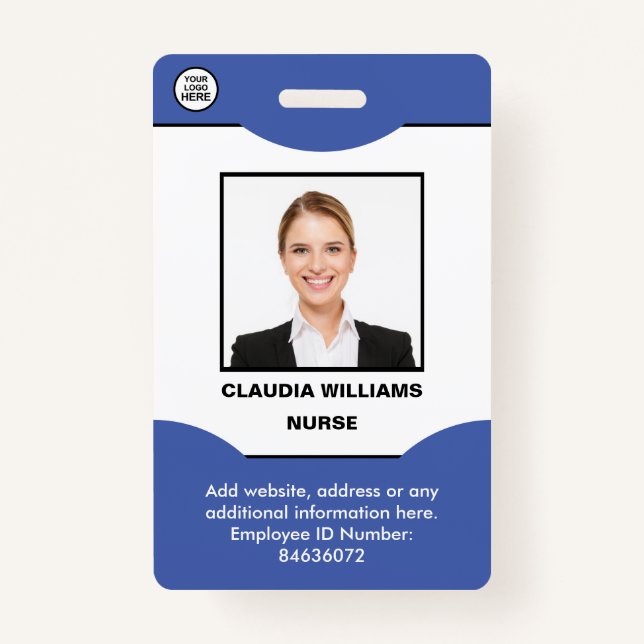 Crachá Foto personalizada, nome, logotipo, código do Bar, (Frente)