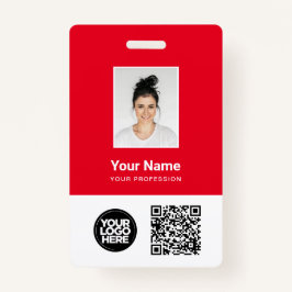 Crachá Foto personalizada, Qr e código de Bar, logotipo, 