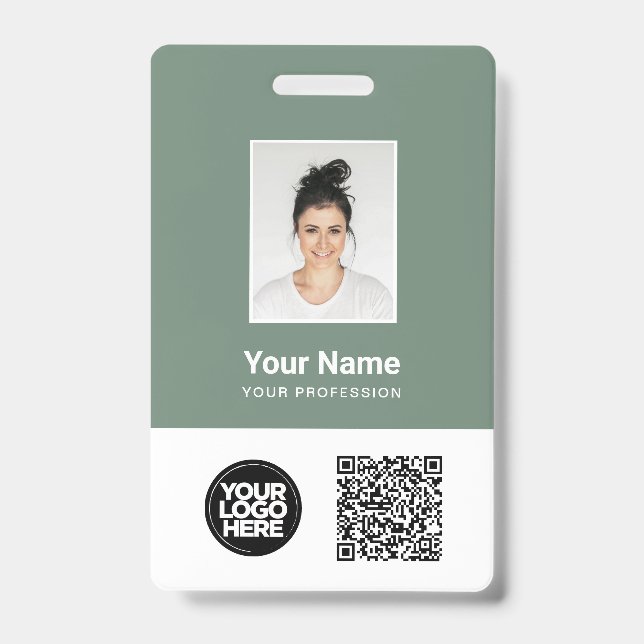 Crachá Foto personalizada, Qr e código de Bar, logotipo,  (Frente)