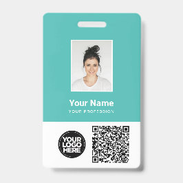 Crachá Foto personalizada, Qr e código de Bar, logotipo, 