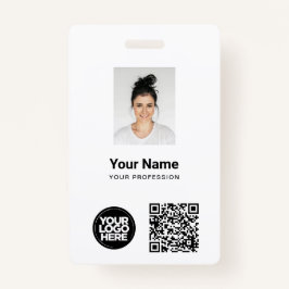 Crachá Foto personalizada, Qr e código de Bar, logotipo, 