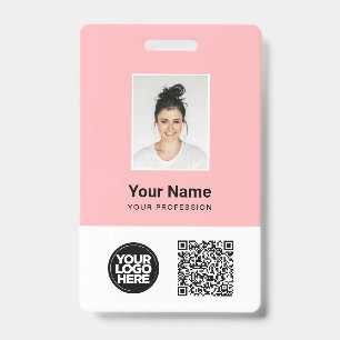 Crachá Foto personalizada, Qr e código de Bar, logotipo, 