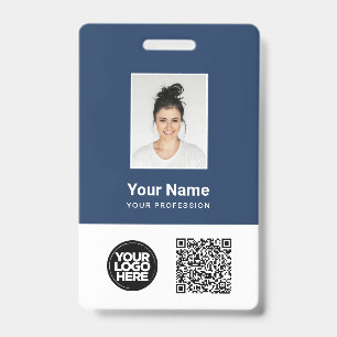 Crachá Foto personalizada, Qr e código de Bar, logotipo,