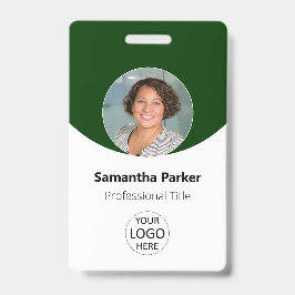 Crachá Foto Personalizada Verde, Logotipo, Código de Barr