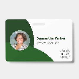 Crachá Foto Personalizada Verde, Logotipo, Código de Barr