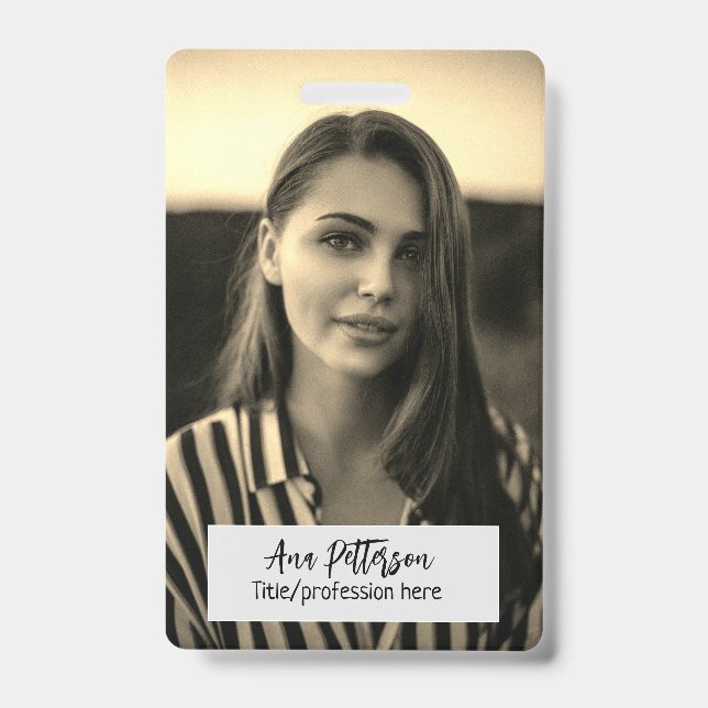 Crachá foto profissional QR website email social moderno (Frente)