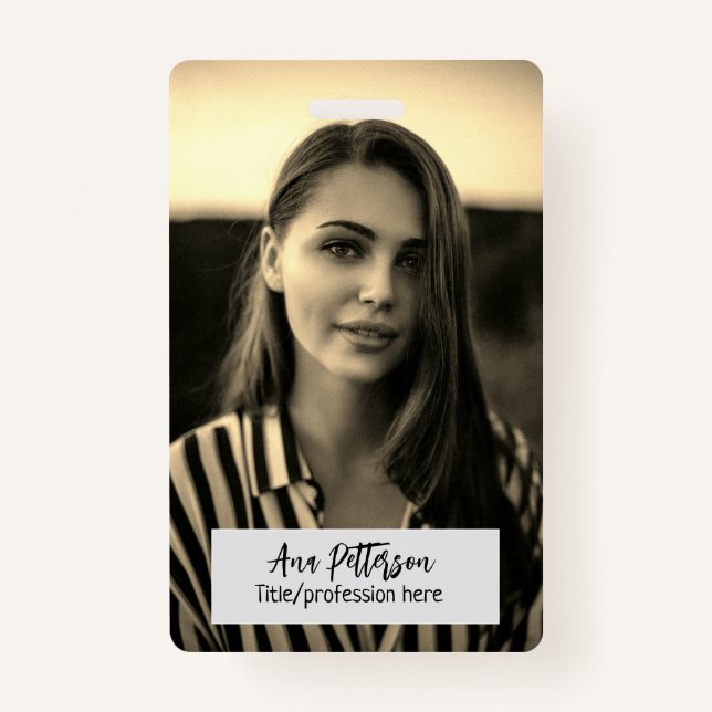 Crachá foto profissional QR website email social moderno (Frente)