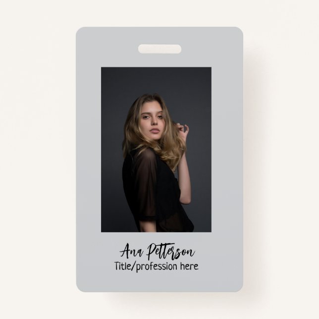 Crachá foto profissional QR website email social moderno (Frente)