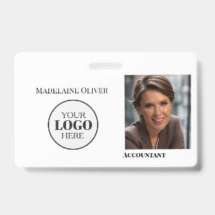Crachá Foto QR ID do funcionário Logotipo simples