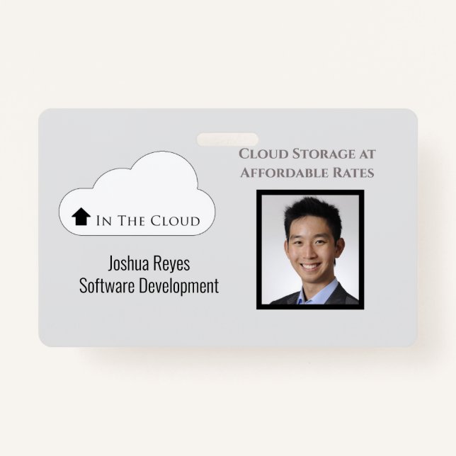 Crachá Foto Reutilizável em Preto e Cinza Magnética Horiz (Frente)