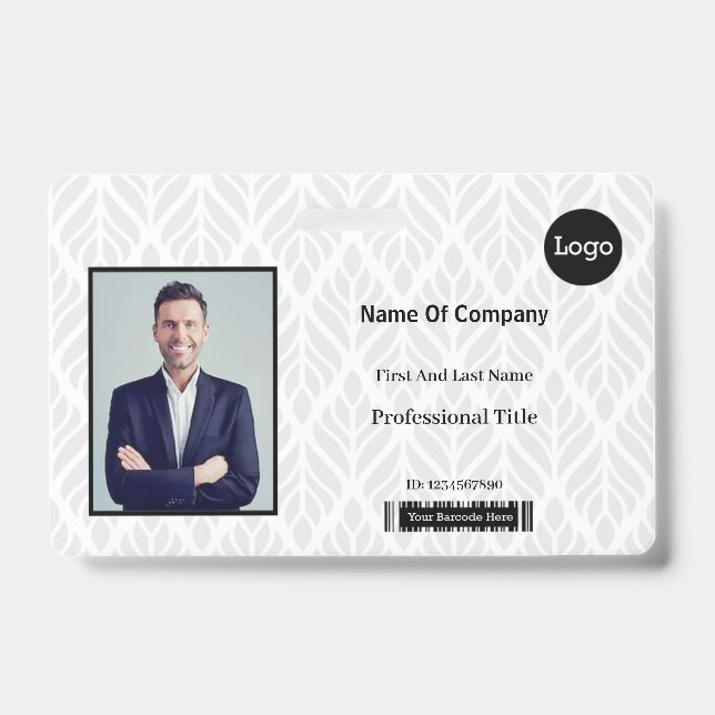 Crachá Fotografia de identificação em preto e branco ID (Frente)