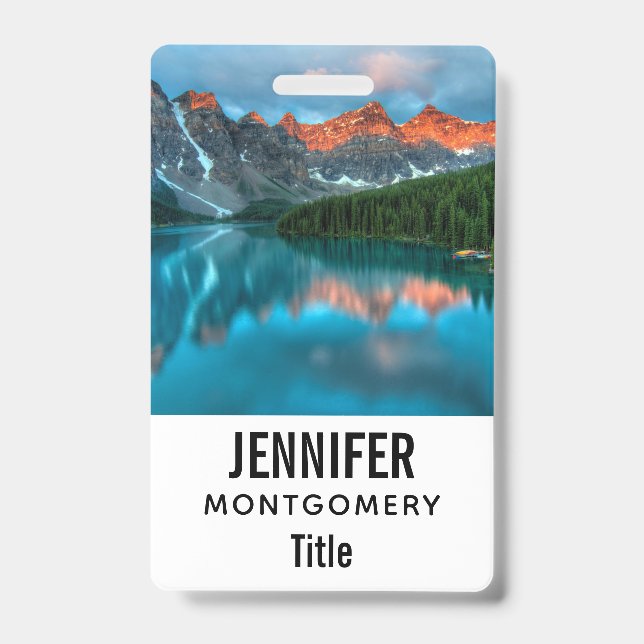 Crachá Fotografia de paisagem montanhosa e lacustre cênic (Frente)