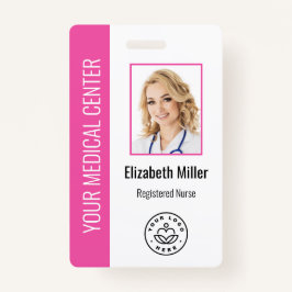 Crachá Fotografia personalizada profissional médica rosa