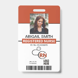 Crachá fotográfico de enfermeira registrada RN t