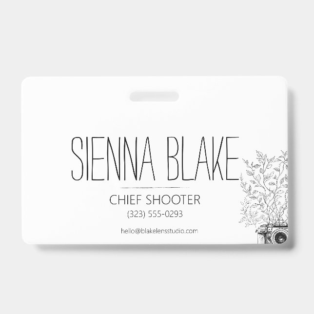 Crachá Fotógrafo do Logotipo da Câmera Botânica (Frente)