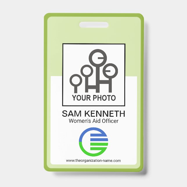 Crachá Fotos de Enfermeira da Empresa Green Border Frame (Frente)