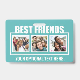 Crachá Fotos personalizadas dos melhores amigos, texto e