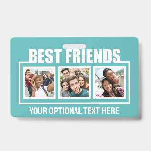 Crachá Fotos personalizadas dos melhores amigos, texto e