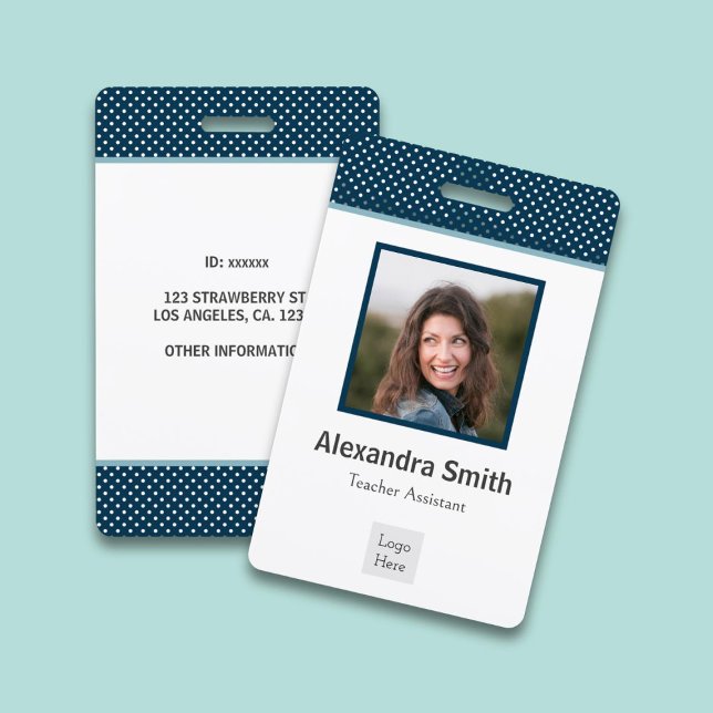 Crachá Funcionário Azul do Marinho Moderno (Criador carregado)