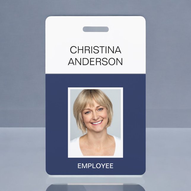 Crachá Funcionário Azul marinho - Nome do Trabalho Corpor (Criador carregado)