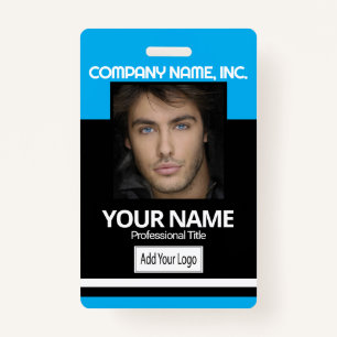 Crachá Funcionário/Crachá de fotos na escola - Preto e Az