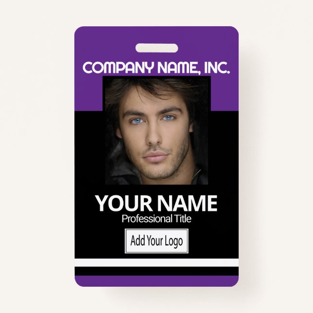 Crachá Funcionário/Crachá de fotos na escola - Preto e Ro (Frente)