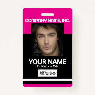 Crachá Funcionário/Crachá de fotos na escola - Preto e Ro