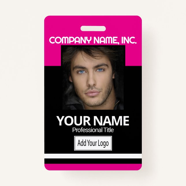 Crachá Funcionário/Crachá de fotos na escola - Preto e Ro (Frente)