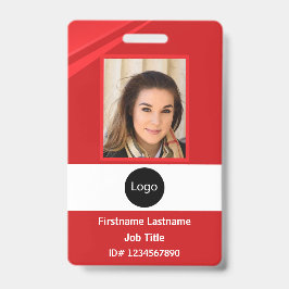 Crachá funcionário da empresa Red personalizada Foto, log