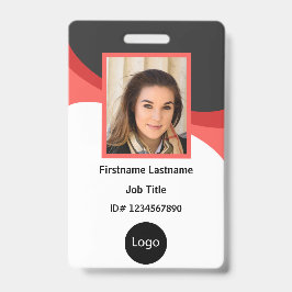 Crachá funcionário de empresa, vermelho e preto personali