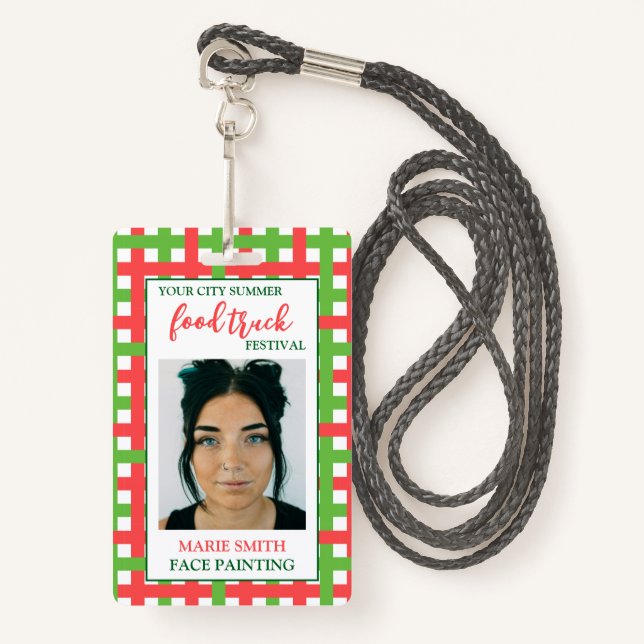 Crachá Funcionário de Foto do Festival de Caminhão de Com (Frente com cordão)