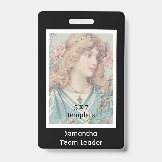 Crachá Funcionário de Foto Preto Clássico (Frente)