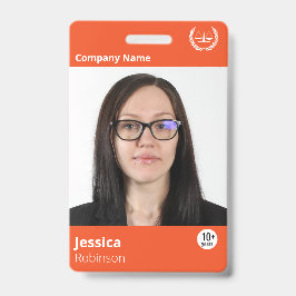 Crachá Funcionário de ID de Empresa Profissional Laranja