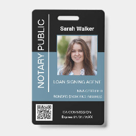 Crachá Funcionário do cartório de notas público preto azu