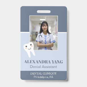 Crachá Funcionário do consultório dentário, foto da assis