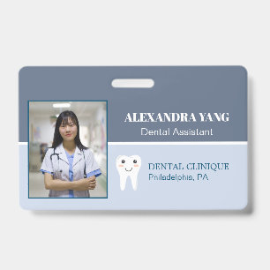 Crachá Funcionário do consultório dentário, foto da assis