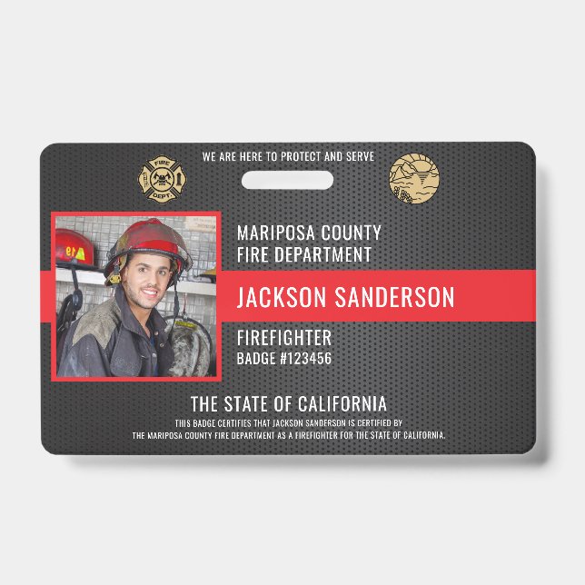 Crachá Funcionário do Departamento de Bombeiros Personali (Front)