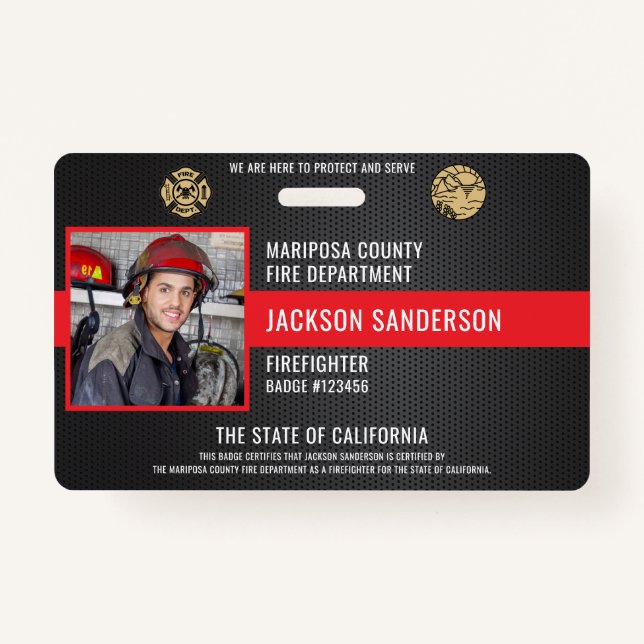 Crachá Funcionário do Departamento de Bombeiros Personali (Frente)