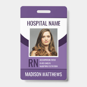 Crachá Funcionário médico roxo personalizado