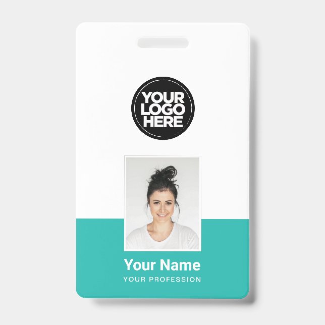 Crachá Funcionário Personalizado - Foto, BarCode, Logotip (Frente)