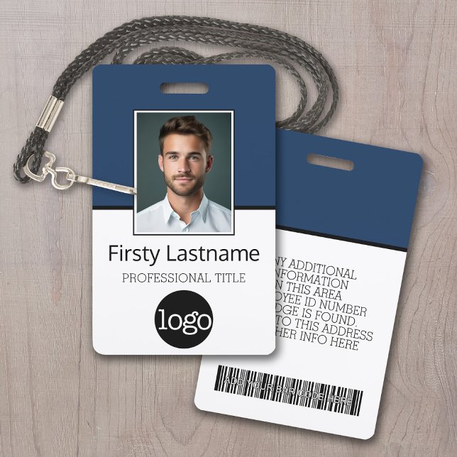 Crachá Funcionário Personalizado - Foto, Código do Bar, L (Employee Identification Badge Template - Easy to Set Up with a Logo and Photo)