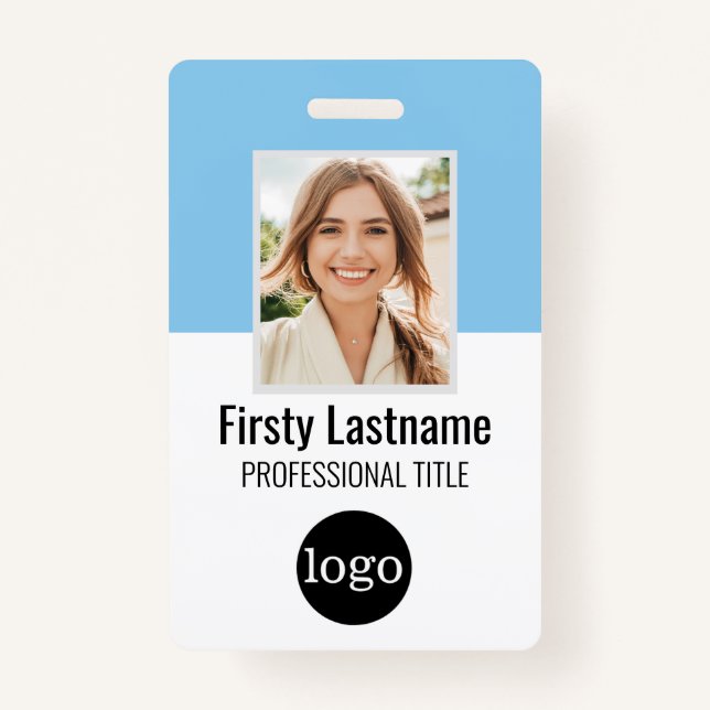 Crachá Funcionário Personalizado - Foto, Código do Bar, L (Frente)