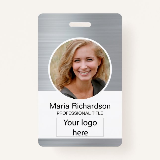 Crachá Funcionário Personalizado, Foto, Código do Bar, Lo (Frente)